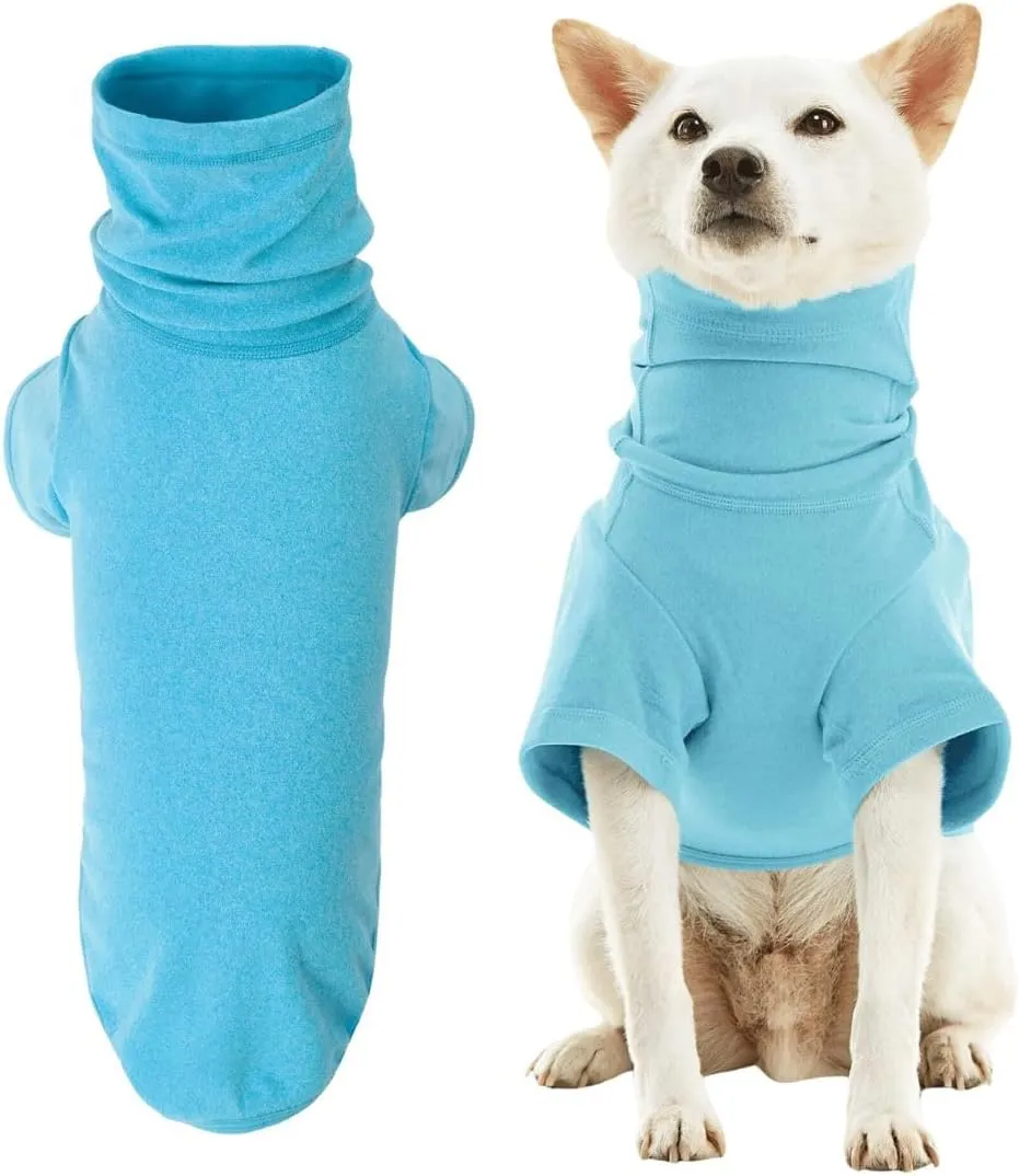 Gooby Turtle Neck Microfiber Stretch Fleece - Peacock Blue, X-Large - Warm and Light Extra Layer for Small Dog and Medium Dog