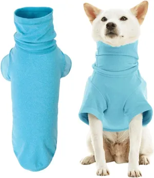 Gooby Turtle Neck Microfiber Stretch Fleece - Peacock Blue, X-Large - Warm and Light Extra Layer for Small Dog and Medium Dog