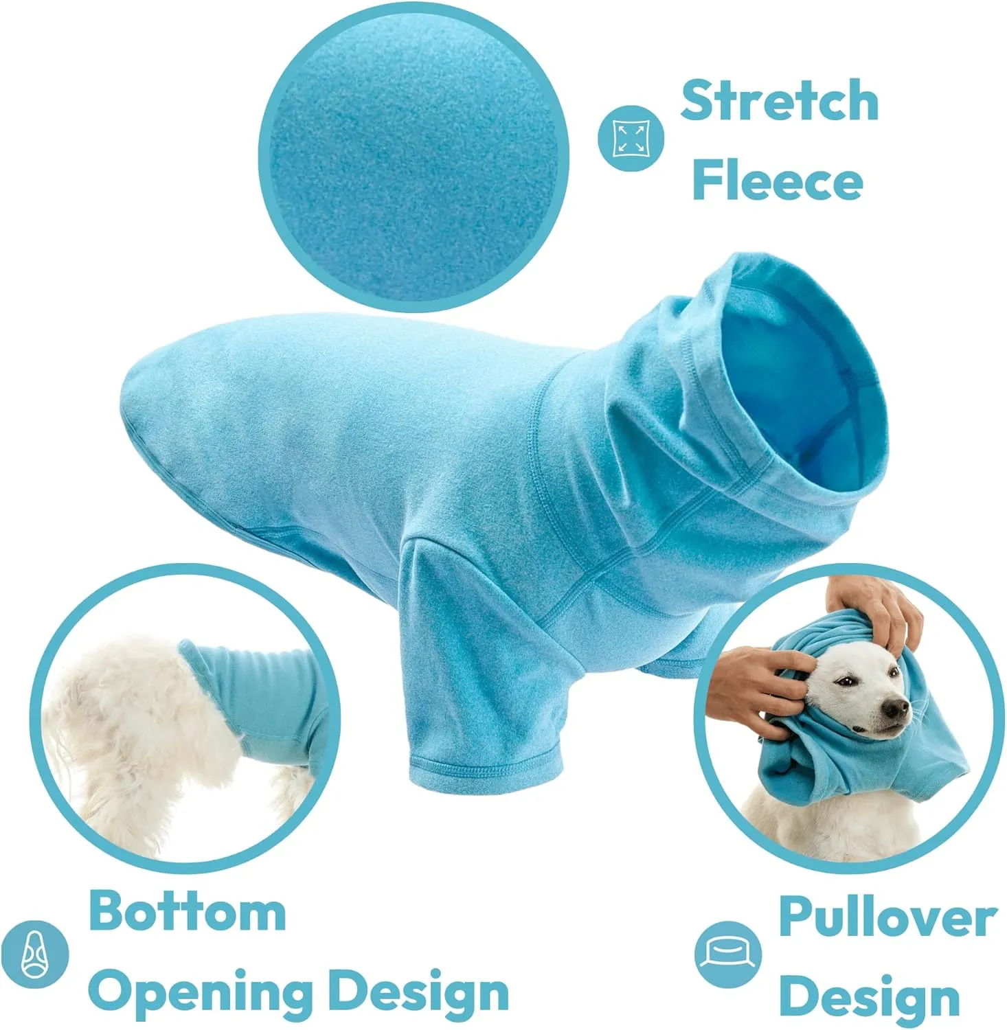 Gooby Turtle Neck Microfiber Stretch Fleece - Peacock Blue, X-Large - Warm and Light Extra Layer for Small Dog and Medium Dog