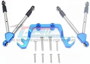 GPM for Traxxas Slash 4x4 Low-CG Version Upgrade Parts Aluminum Front Tie Rods with Stabilizer for C Hub - 11Pc Set Blue