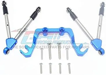 GPM for Traxxas Slash 4x4 Low-CG Version Upgrade Parts Aluminum Front Tie Rods with Stabilizer for C Hub - 11Pc Set Blue