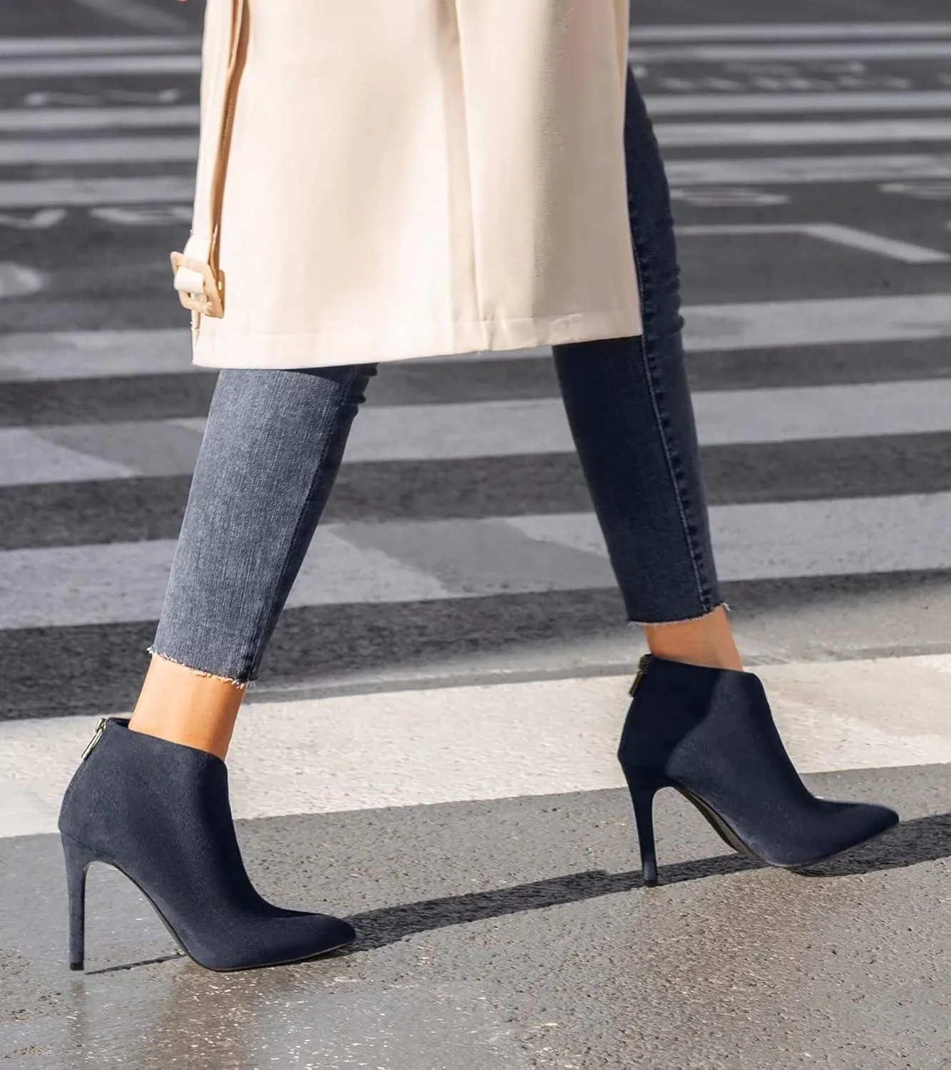 Greatonu Women's High Heel Boots Sexy Stiletto V Shape Pointy Toe Ankle Booties