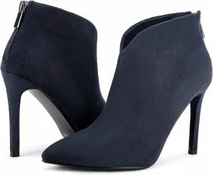 Greatonu Women's High Heel Boots Sexy Stiletto V Shape Pointy Toe Ankle Booties