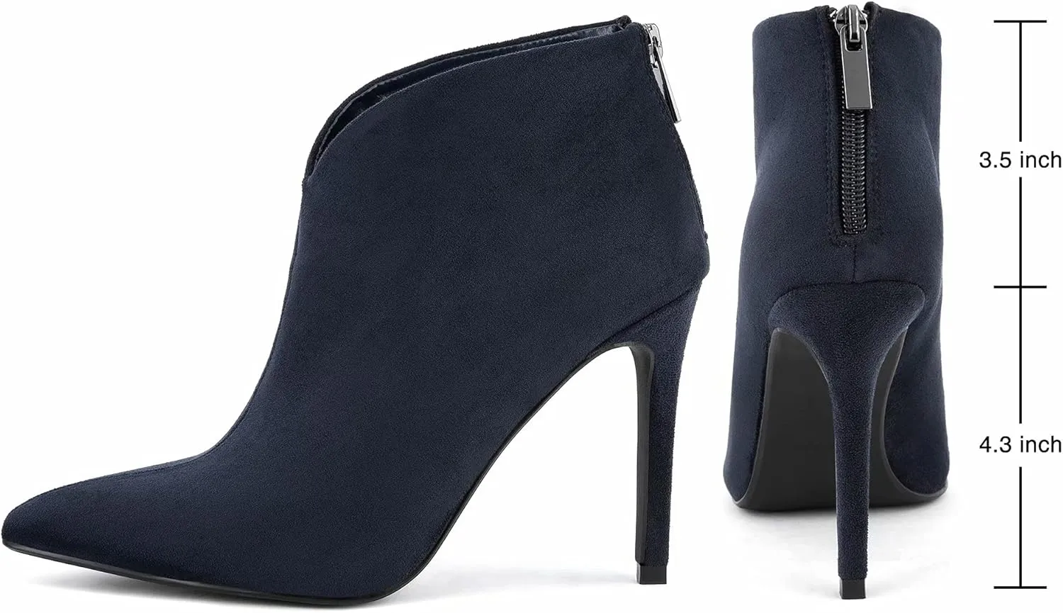 Greatonu Women's High Heel Boots Sexy Stiletto V Shape Pointy Toe Ankle Booties