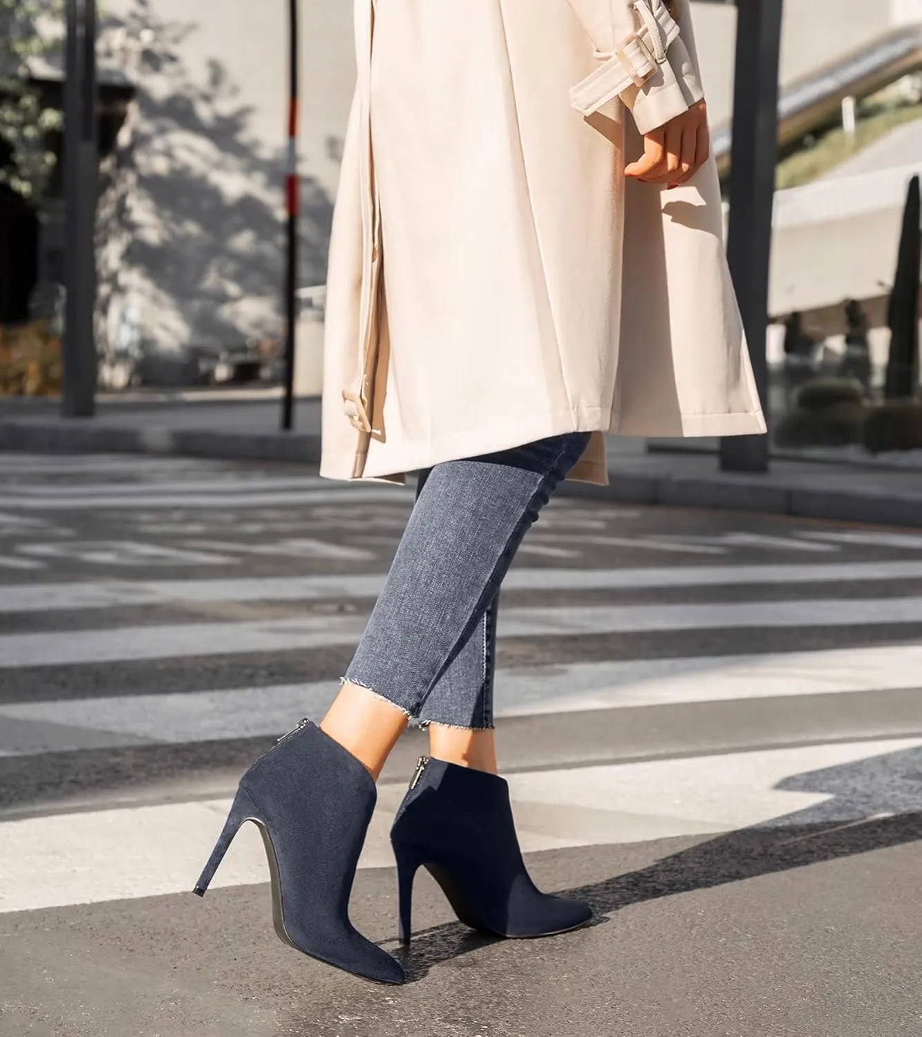 Greatonu Women's High Heel Boots Sexy Stiletto V Shape Pointy Toe Ankle Booties