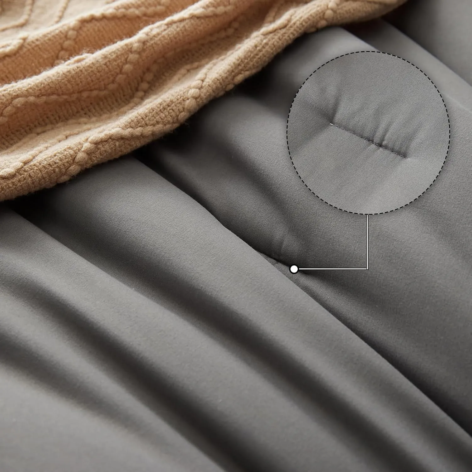 Grey Comforter for Queen Size Bed,Bed in a Bag Queen All Season,7 Pieces Queen Bed in a Bag Set with Comforter, Fitted Sheets, Flat Sheets, Pillow Shams and Pillowcases