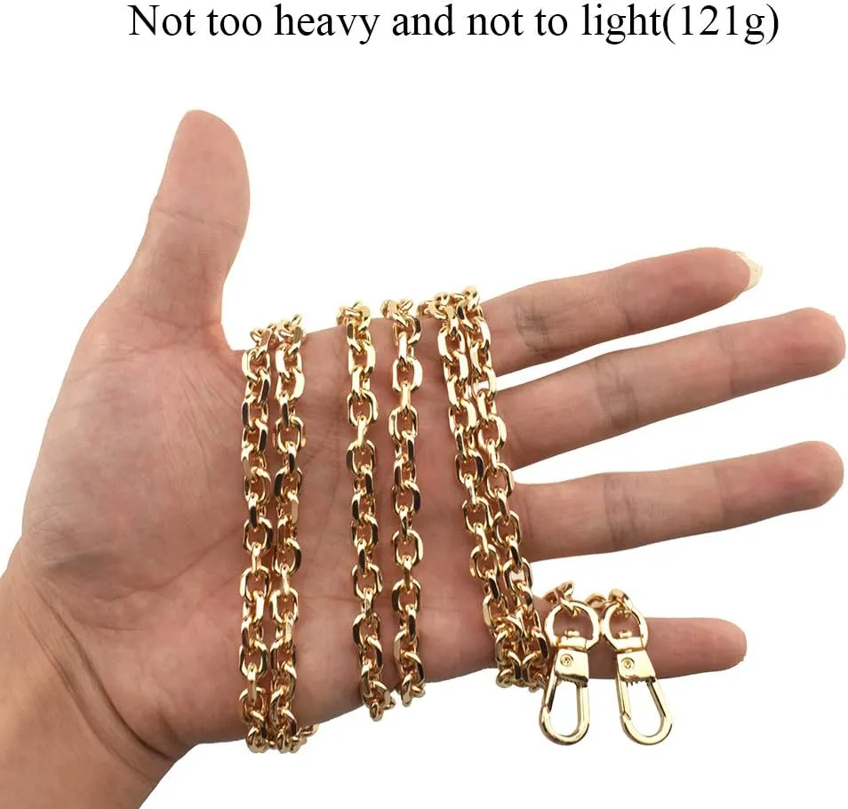 HAHIYO Mini Pochette Purse Chain Strap Thin Wide 6mm for LV Length 51.2 inches Thick 2mm Shiny Gold for Shoulder Cross Body Sling Handbag Wallet Clutch Comfortable Flat Metal Strap 1 Pack