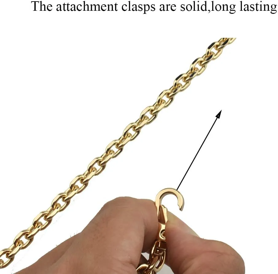 HAHIYO Mini Pochette Purse Chain Strap Thin Wide 6mm for LV Length 51.2 inches Thick 2mm Shiny Gold for Shoulder Cross Body Sling Handbag Wallet Clutch Comfortable Flat Metal Strap 1 Pack