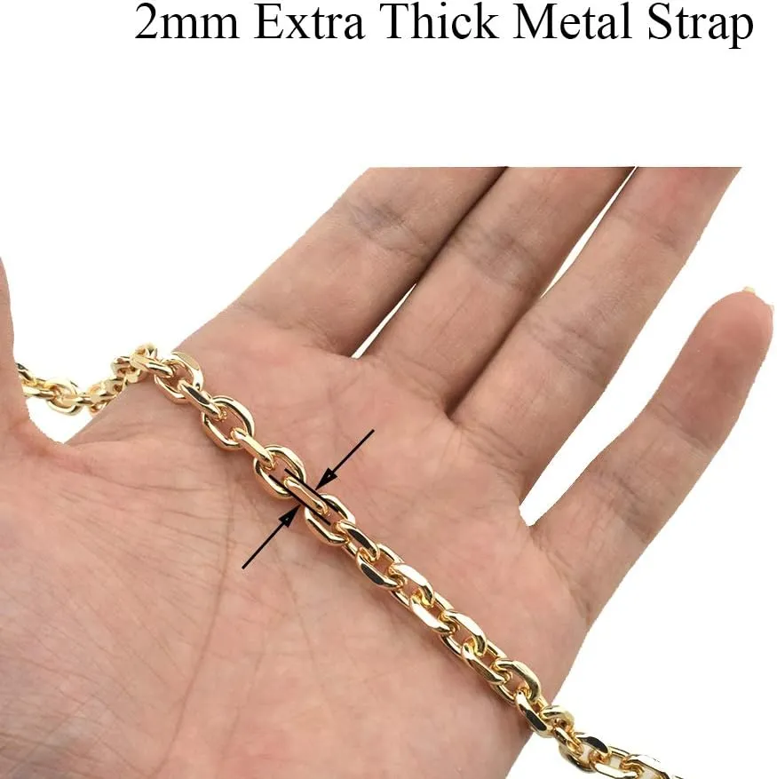 HAHIYO Mini Pochette Purse Chain Strap Thin Wide 6mm for LV Length 51.2 inches Thick 2mm Shiny Gold for Shoulder Cross Body Sling Handbag Wallet Clutch Comfortable Flat Metal Strap 1 Pack