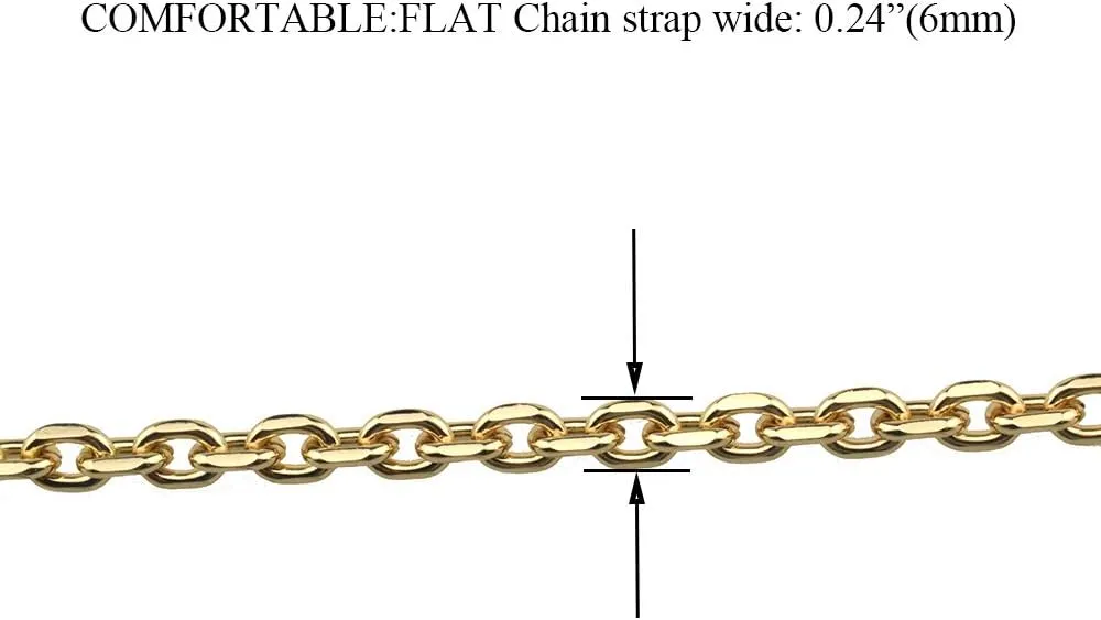 HAHIYO Mini Pochette Purse Chain Strap Thin Wide 6mm for LV Length 51.2 inches Thick 2mm Shiny Gold for Shoulder Cross Body Sling Handbag Wallet Clutch Comfortable Flat Metal Strap 1 Pack