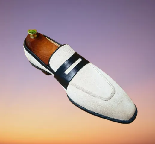 Handmade Two Tone Suede Loafer Moccasins for Men