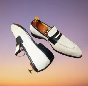 Handmade Two Tone Suede Loafer Moccasins for Men