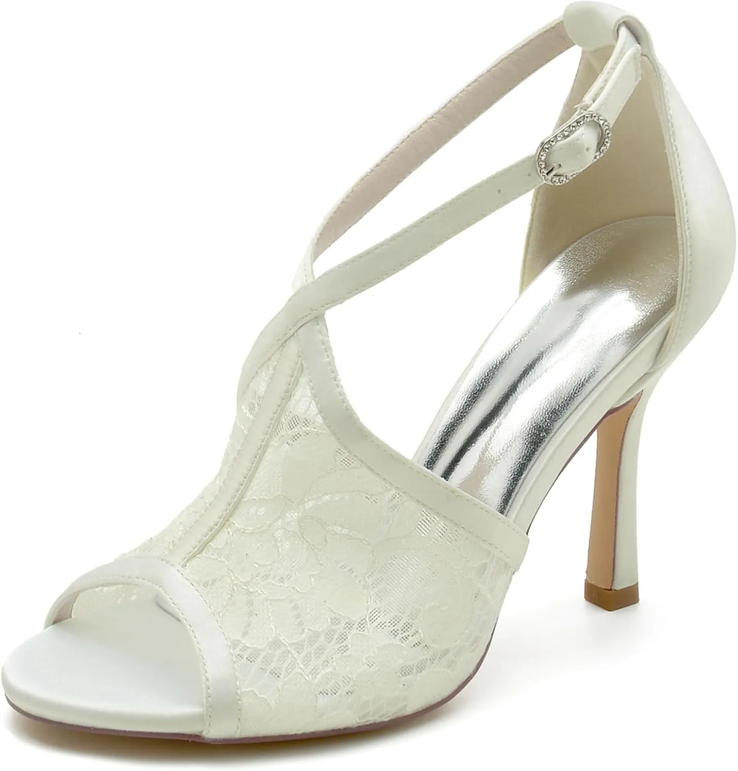 Hanfike Wedding Sandals for Women Lace High Heel Elegant Formal Party Prom Shoes JY120