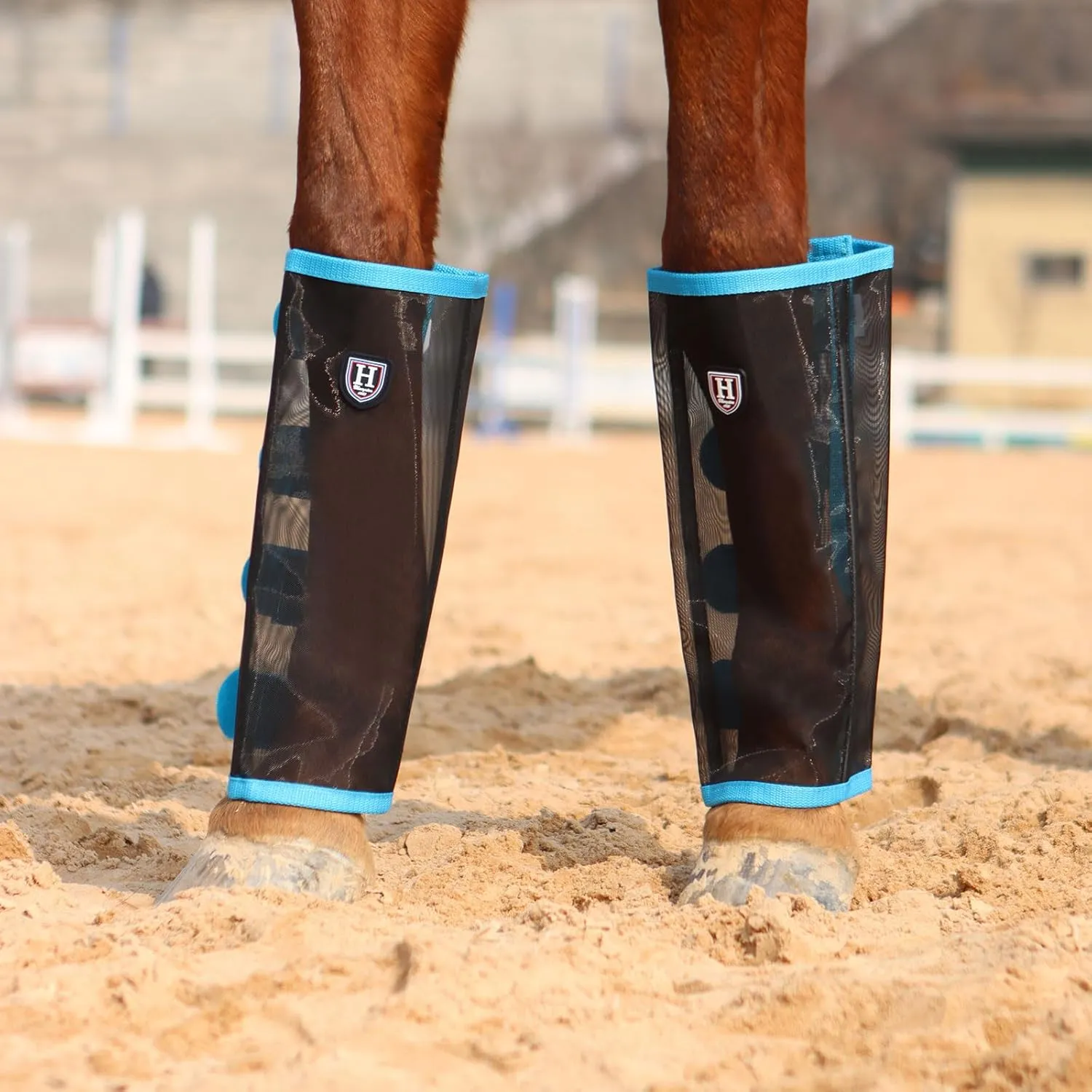 Harrison Howard Loose-Fitting Horse Fly Leggings Breathable, Tear-Resistant Fine Mesh Leg Guards Stay-on Comfortable Fly Boots (Set of 4)