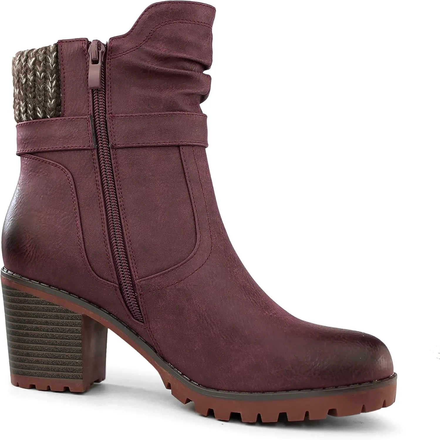 Hawkwell Women's Zipper Chunky Heel Ankle Booties