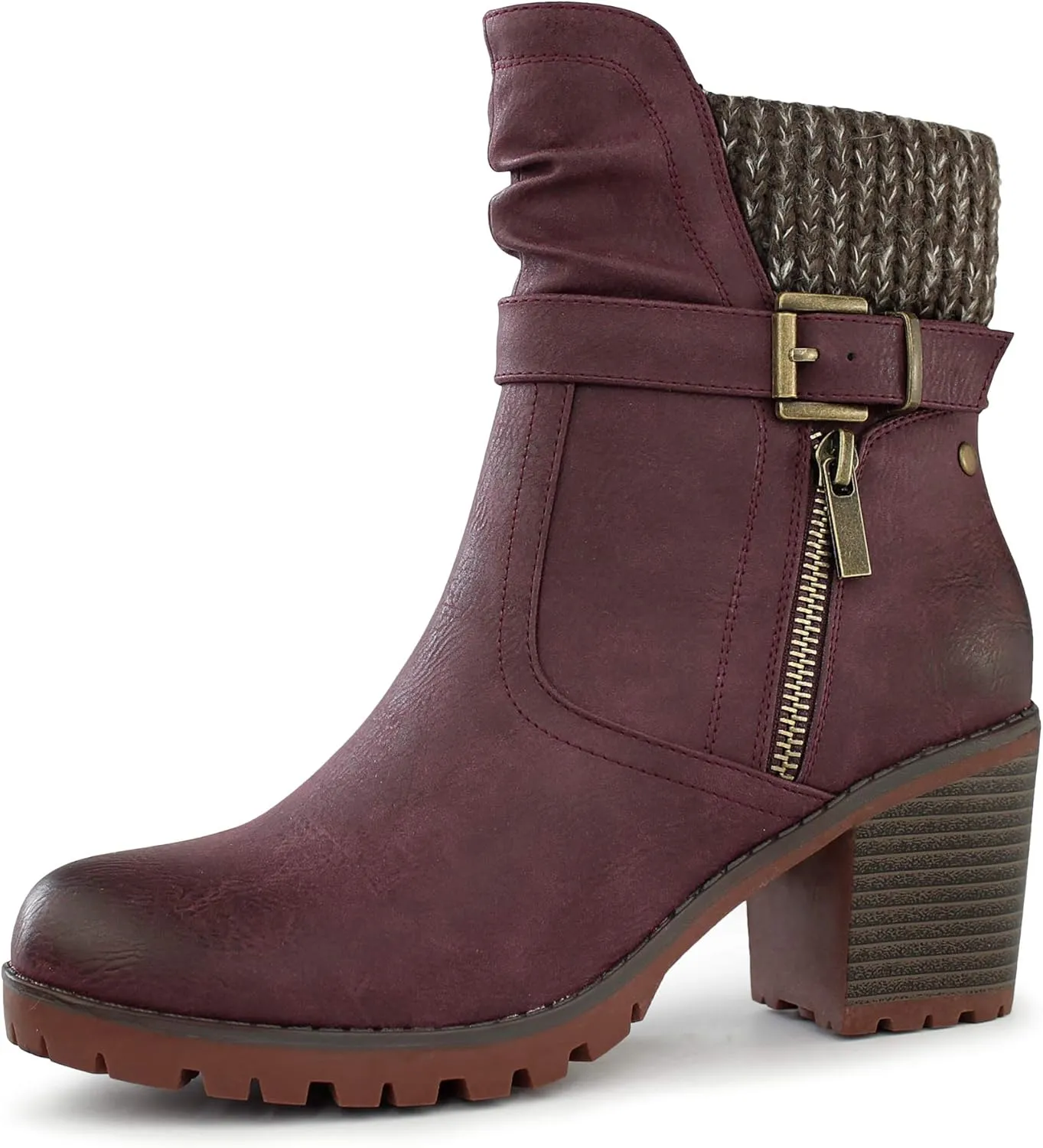 Hawkwell Women's Zipper Chunky Heel Ankle Booties