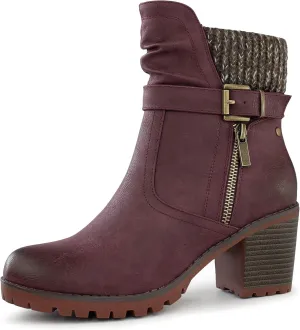 Hawkwell Women's Zipper Chunky Heel Ankle Booties
