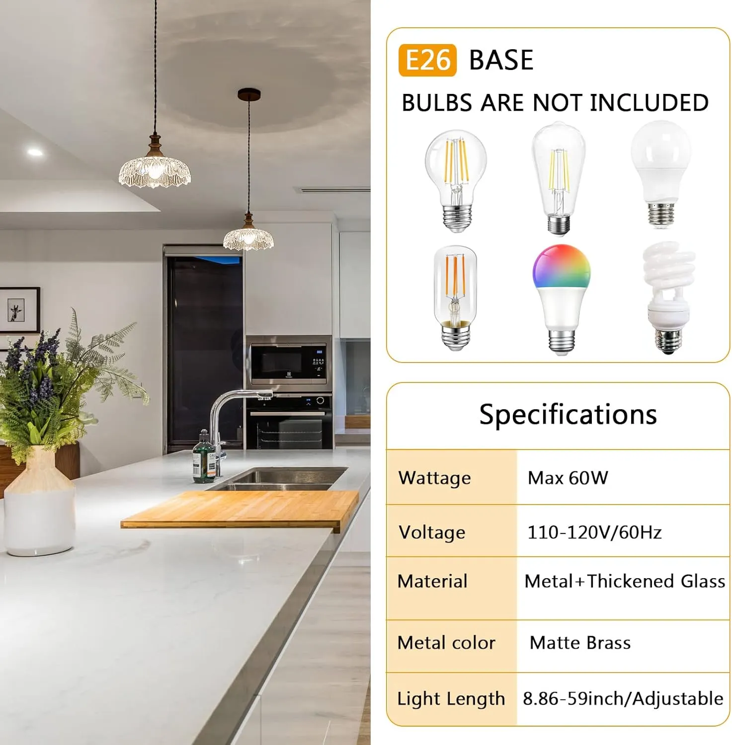 HDDFL Vintage Pendant Lights Fixture Modern Pendant Lighting Fixtures Hanging Lamp for Kitchen Island Bedroom Living Room Hallway