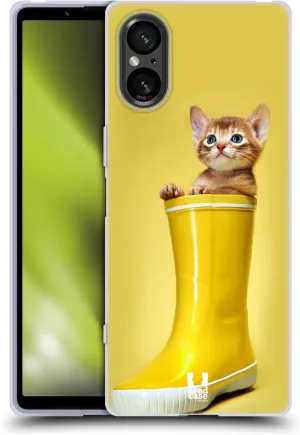 Head Case Designs Abyssinian Kitty in A Boot Funny Animals Soft Gel Case Compatible with Sony Xperia 5 V 5G