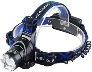 Headlight Strong Light Charging Long Battery Life Floodlight Head-Mounted Flashlight Zoom Long-Range Night Fishing Light Blue Light