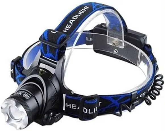 Headlight Strong Light Charging Long Battery Life Floodlight Head-Mounted Flashlight Zoom Long-Range Night Fishing Light Blue Light