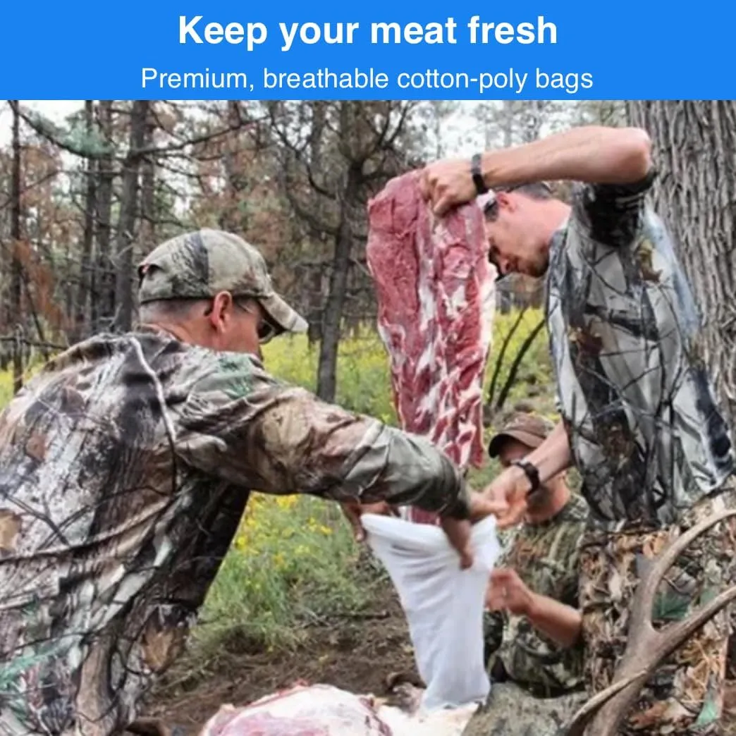 Heavy Duty Game Bags Hunting | Available in: Deer & Elk Quarter Bags (Single or 4 Pack), Deer Full Body Bag | Reusable, Breathable & Stretchable Meat Bags | Vacuum Sealed for Easy Carry