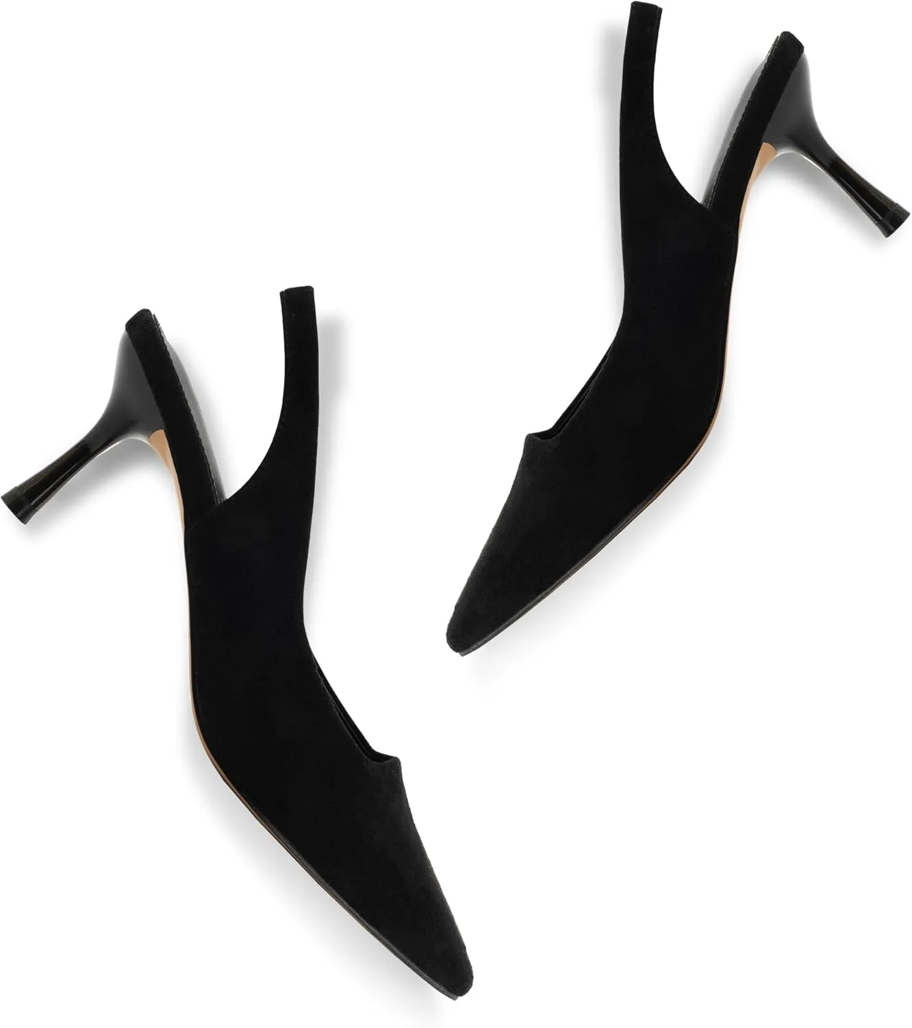 heelchic Women's Kitten Heel, Closed Pointed Toe Low Heel, Comfortable Pumps Shoes for Women Dress Shoes