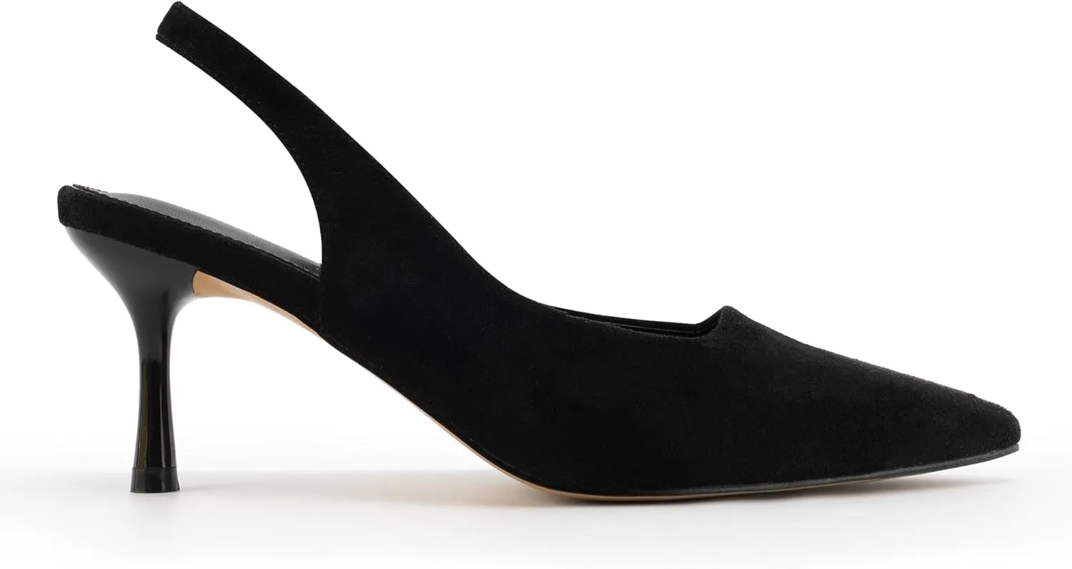 heelchic Women's Kitten Heel, Closed Pointed Toe Low Heel, Comfortable Pumps Shoes for Women Dress Shoes