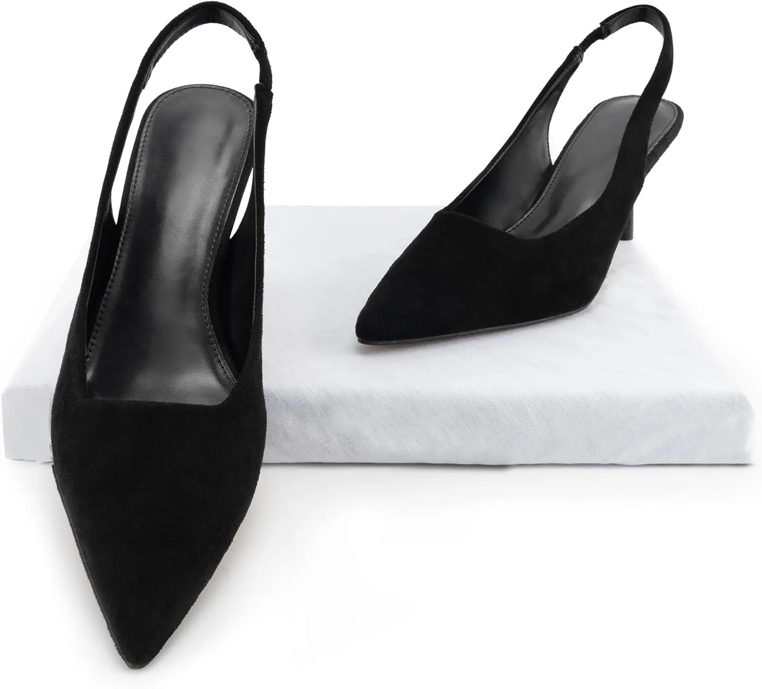 heelchic Women's Kitten Heel, Closed Pointed Toe Low Heel, Comfortable Pumps Shoes for Women Dress Shoes