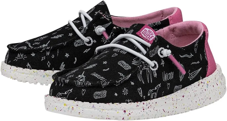 Hey Dude Toddler Wendy Sparkle | Toddler Loafers | Kids Slip on Shoes | Comfortable & Light-Weight