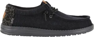 Hey Dude Wally Flex Knit Black/Charcoal Size 9, Men’s Shoes, Men's Slip-on Loafers, Comfortable & Light-Weight