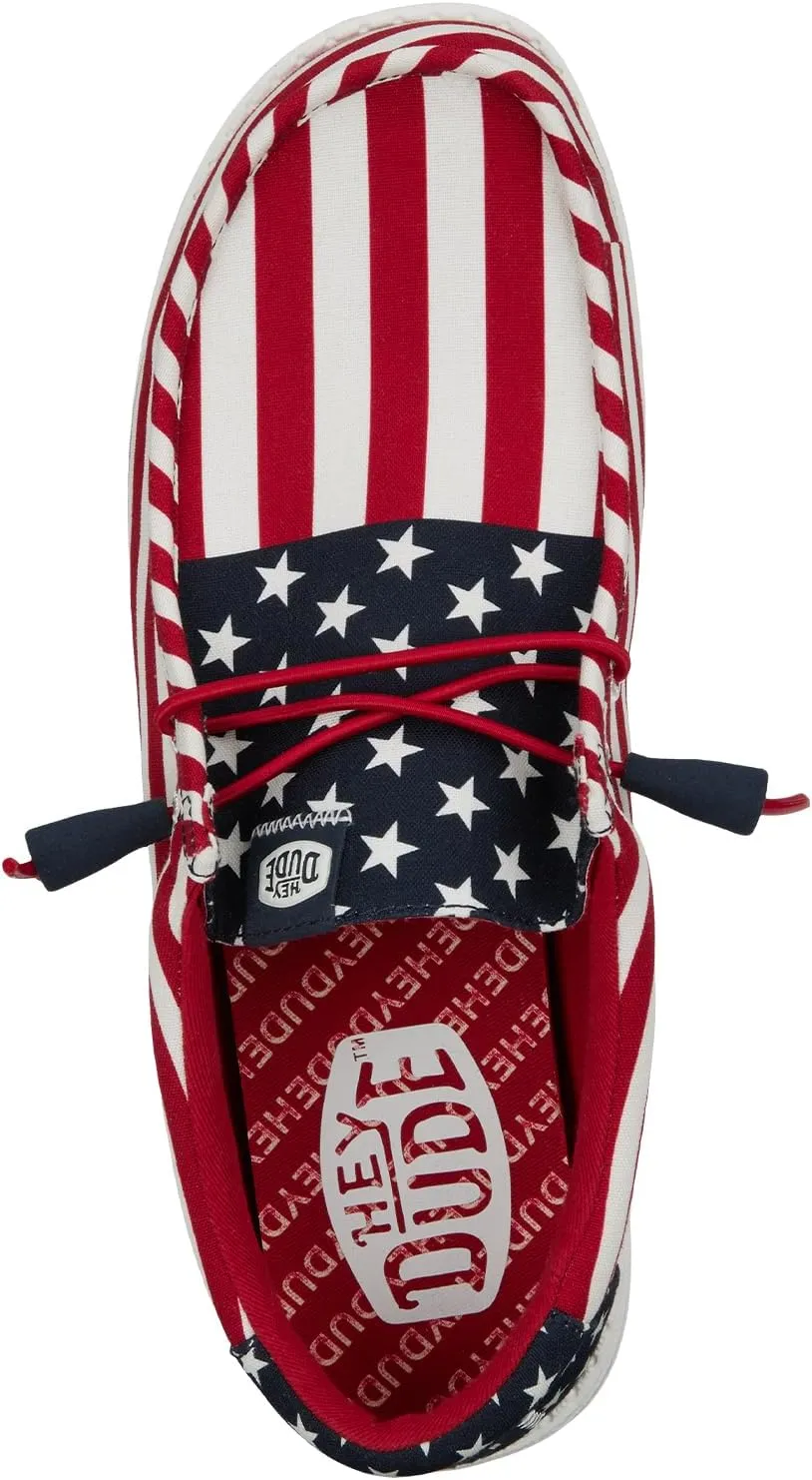 Hey Dude Wally Patriotic, Mens Shoes, Slip-on Loafers, Comfortable & Light-Weight
