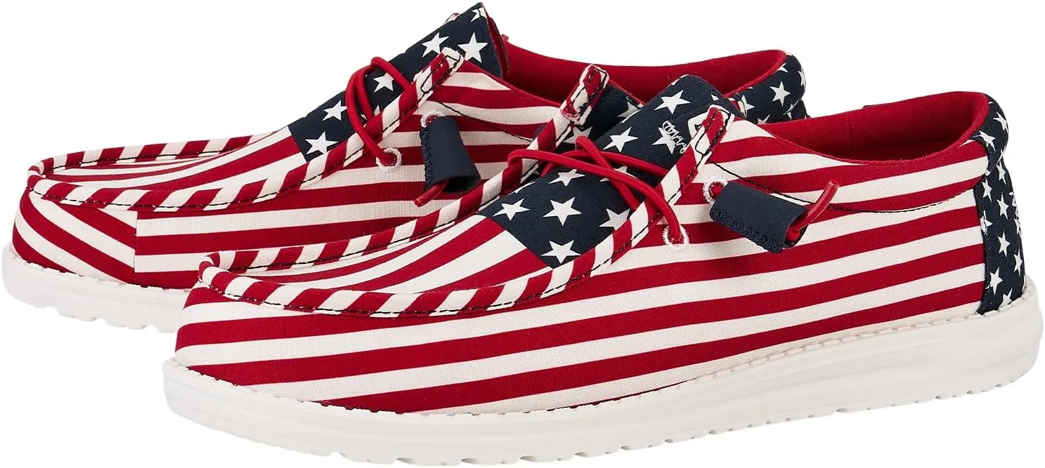 Hey Dude Wally Patriotic, Mens Shoes, Slip-on Loafers, Comfortable & Light-Weight