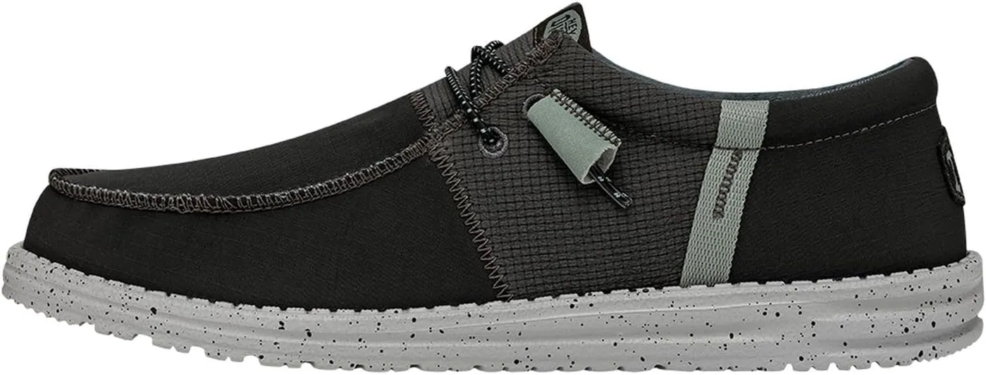 Hey Dude Wally Tri Nylon Trailhead Charcoal Size 4 | Men’s Shoes | Men's Slip-on Loafers | Comfortable & Light-Weight