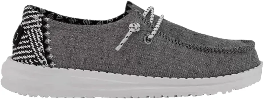 Hey Dude Wendy Youth Chambray Onyx Size 12 | Kids Shoes | Kids Slip-on Loafers | Comfortable & Light-Weight
