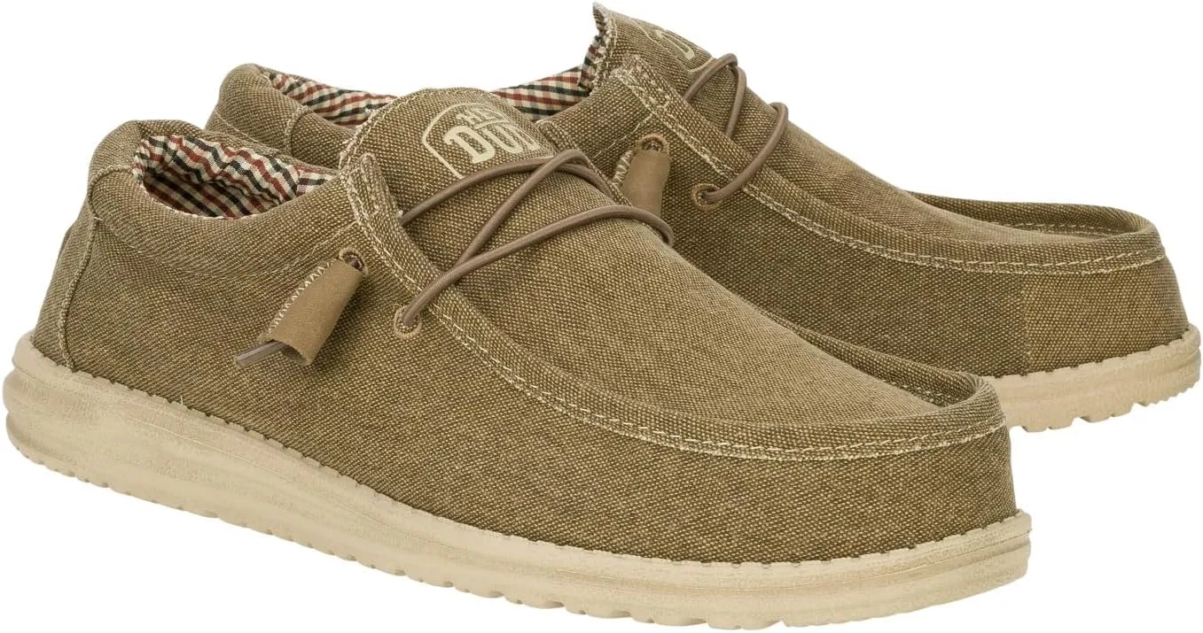 HEYDUDE Men's Wally Canvas, Men’s Shoes, Slip-on Loafers, Comfortable & Light-Weight