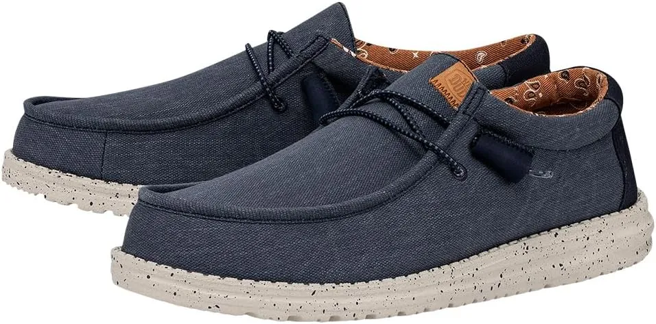 HEYDUDE Men's Wally Washed Canvas, Men’s Shoes, Slip-on Loafers, Comfortable & Light-Weight
