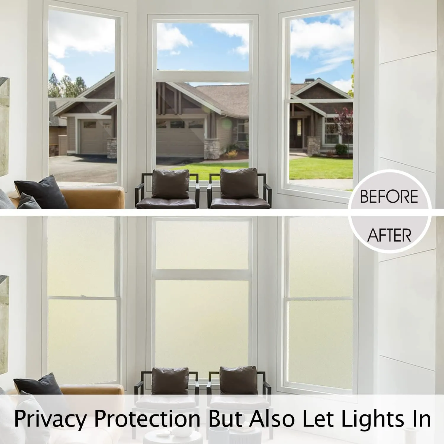 HIDBEA Frosted Window Privacy Film Heat Control UV Blocking, Static Cling Non-Adhesive Reusable Door coverings for Bathroom Home Office (Frosted 35.4 Inch x 8.2 Feet)
