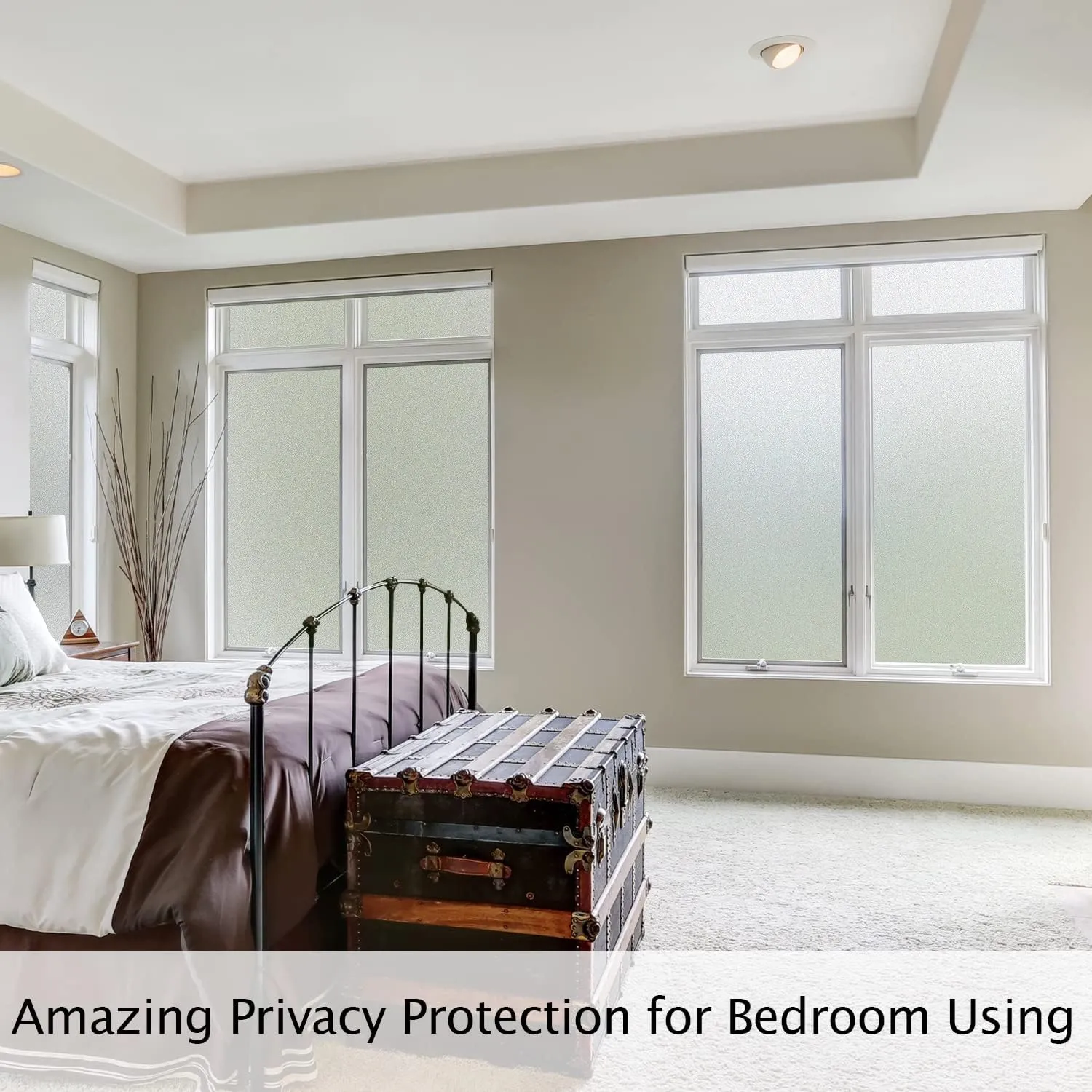 HIDBEA Frosted Window Privacy Film Heat Control UV Blocking, Static Cling Non-Adhesive Reusable Door coverings for Bathroom Home Office (Frosted 35.4 Inch x 8.2 Feet)
