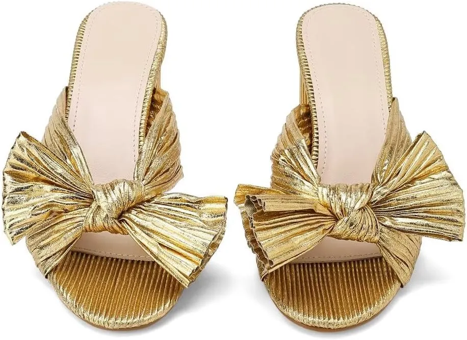 High Heeled Sandals for Women Bow Open-toe Slippers Comfortable Fashion Wedding Party Dress Pumps Shoes