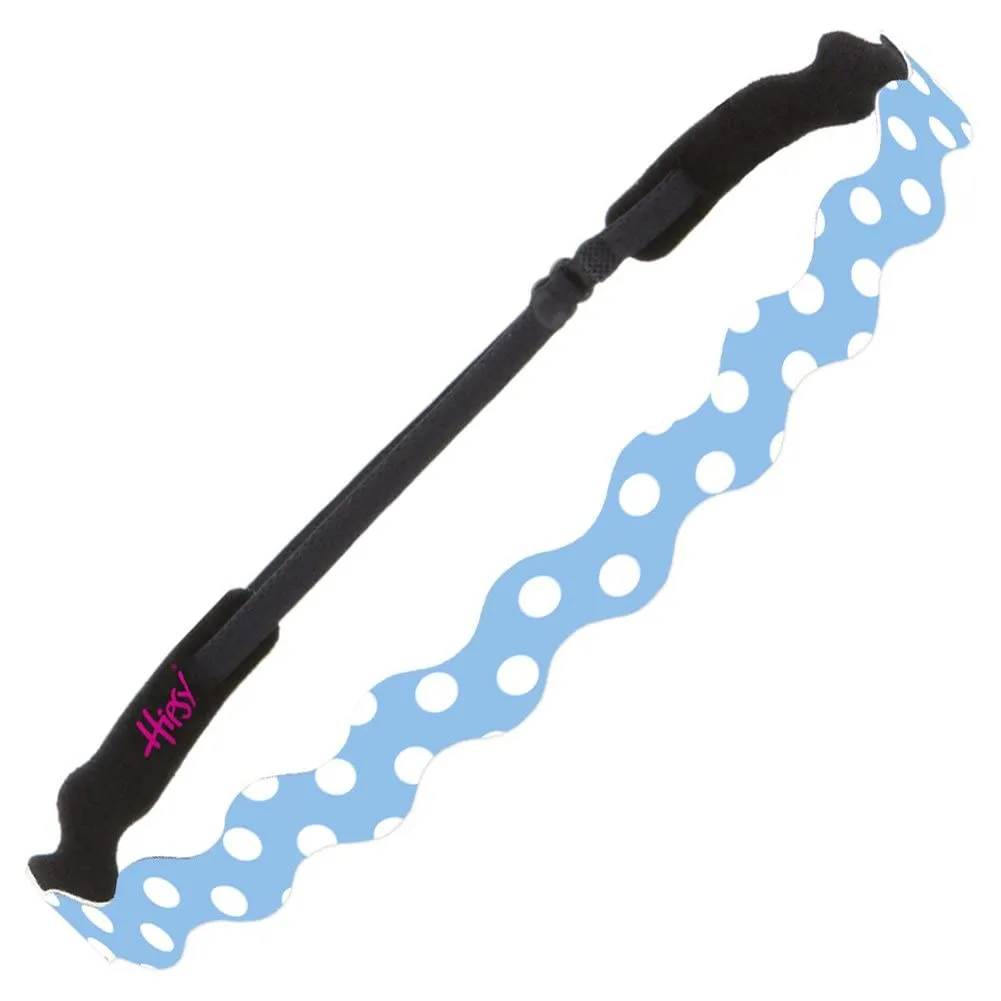 Hipsy Adjustable Non Slip Wave Fashion Printed Sports Headbands 3-pack (Polka Dot Light Blue/White/Black)