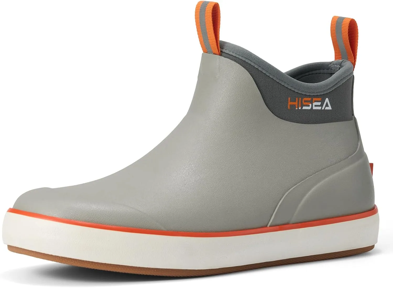 HISEA Men's Deck Boots, Wide Toe Mens Rain Boots Waterproof Fishing Boots Anti-Slip Ankle High Breathable Neoprene Lining Rubber Boots