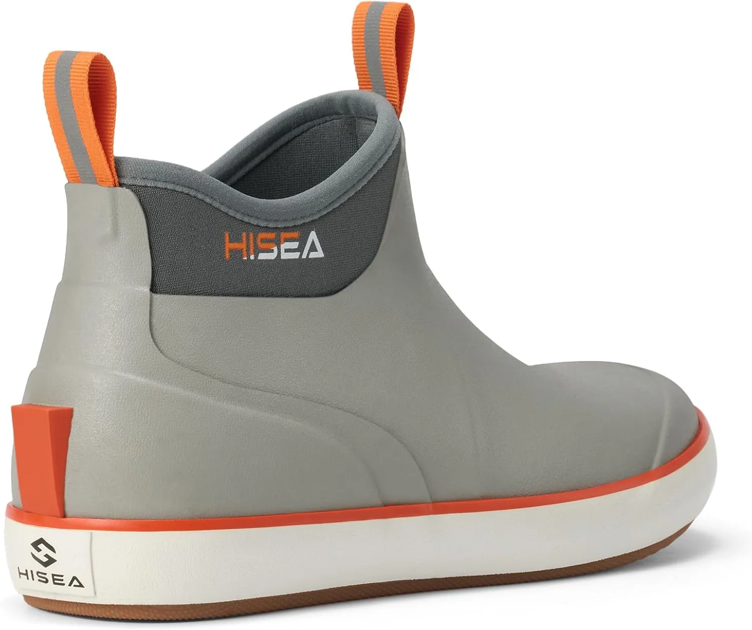 HISEA Men's Deck Boots, Wide Toe Mens Rain Boots Waterproof Fishing Boots Anti-Slip Ankle High Breathable Neoprene Lining Rubber Boots
