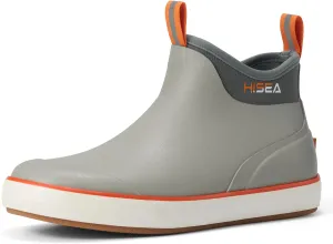 HISEA Men's Deck Boots, Wide Toe Mens Rain Boots Waterproof Fishing Boots Anti-Slip Ankle High Breathable Neoprene Lining Rubber Boots