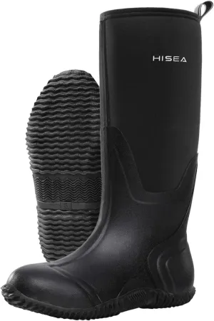 HISEA Women's Rain Boots, Knee High Rubber Boots Waterproof Insulated Neoprene Muck Boots, Durable Anti-Slip Outdoor Work Boots for Hunting Gardening Farming Yard Mud Working