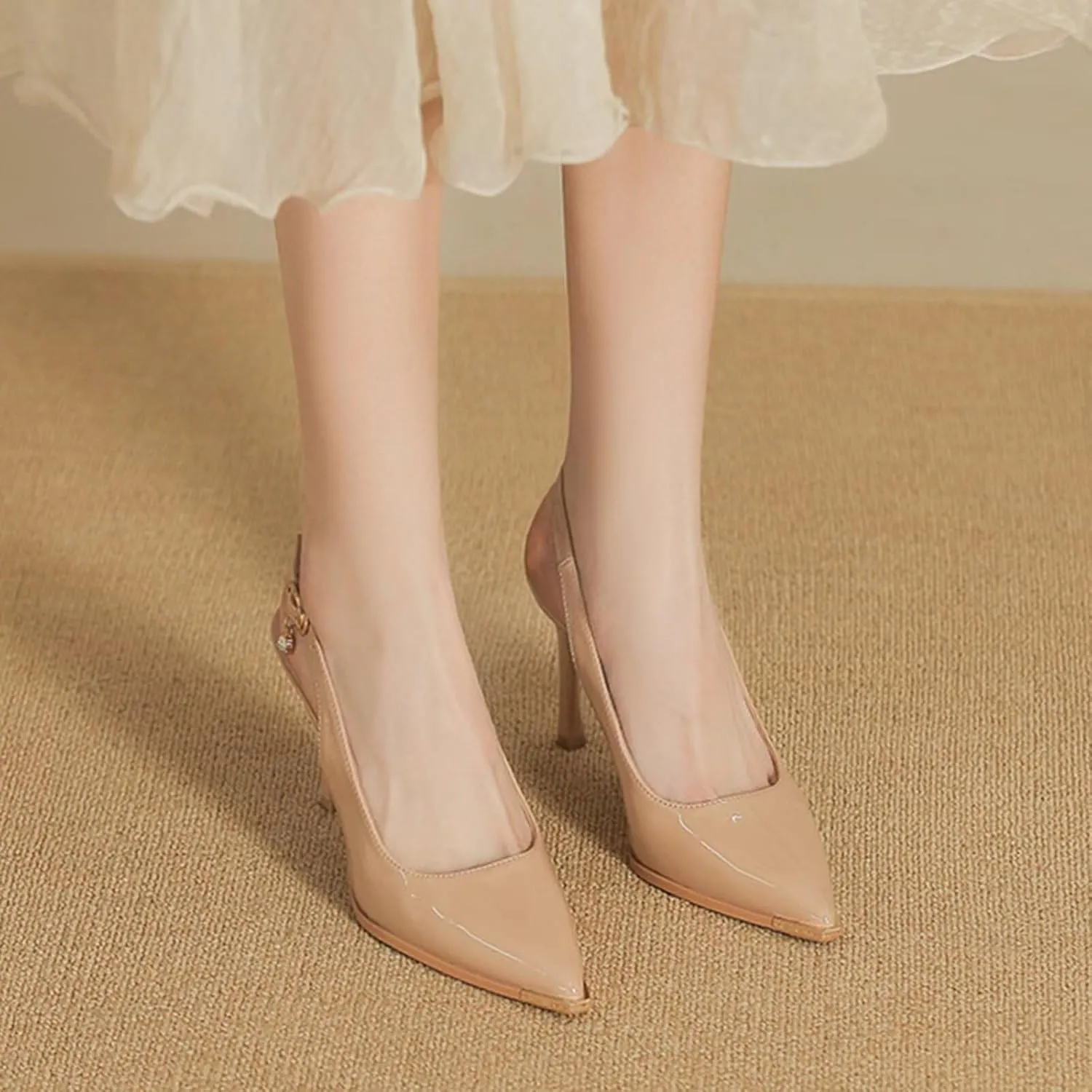 HNVAVQ Slingback Heels for Women Pumps Pointed Closed Toe Sexy Stiletto High Heels Elegant Cute Wedding Work Office Prom Fashion Dress Shoes Wide Feet