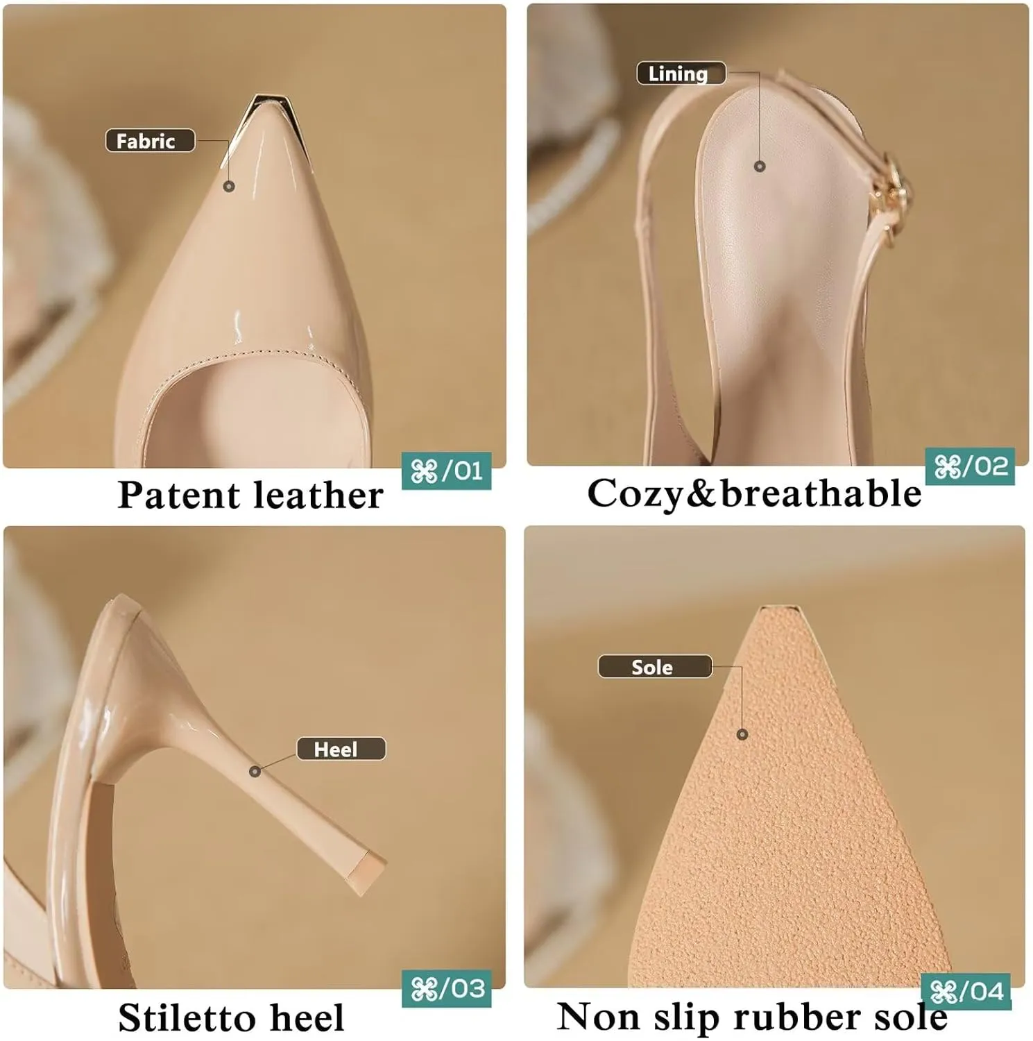 HNVAVQ Slingback Heels for Women Pumps Pointed Closed Toe Sexy Stiletto High Heels Elegant Cute Wedding Work Office Prom Fashion Dress Shoes Wide Feet