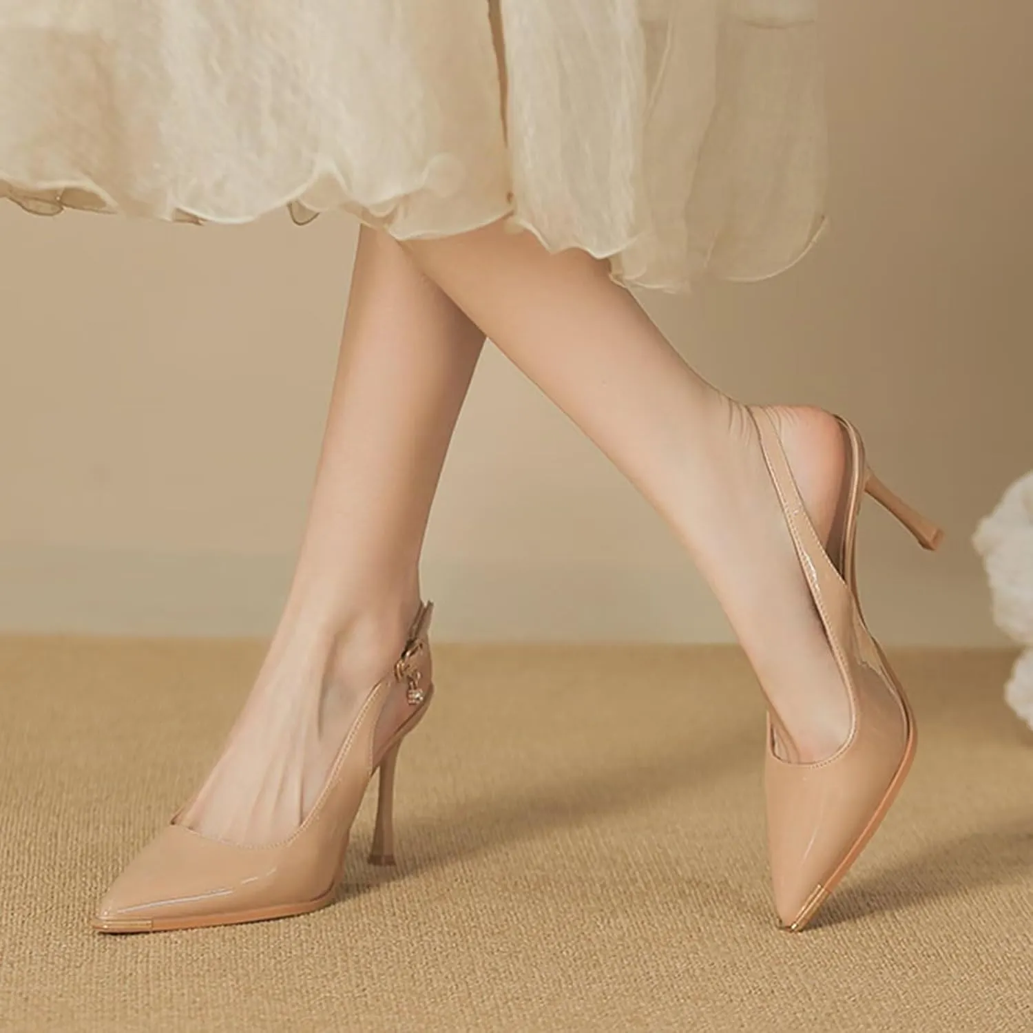 HNVAVQ Slingback Heels for Women Pumps Pointed Closed Toe Sexy Stiletto High Heels Elegant Cute Wedding Work Office Prom Fashion Dress Shoes Wide Feet