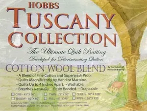 Hobbs Bonded Fibers Hobbs Tuscany Cotton Wool Blend Roll Batting, Natural
