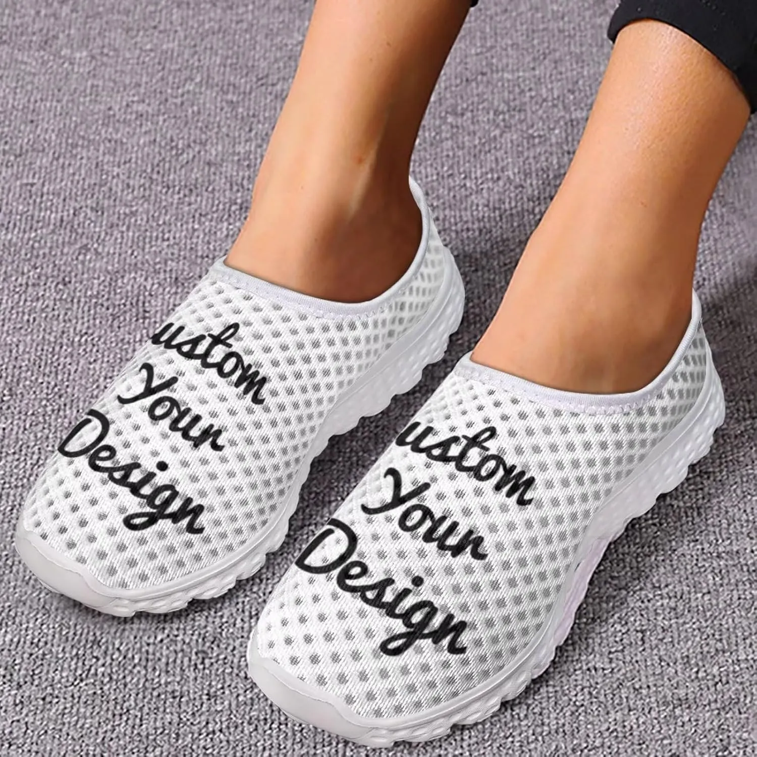 HUGS IDEA Women's Floral Mesh Slip on Shoes